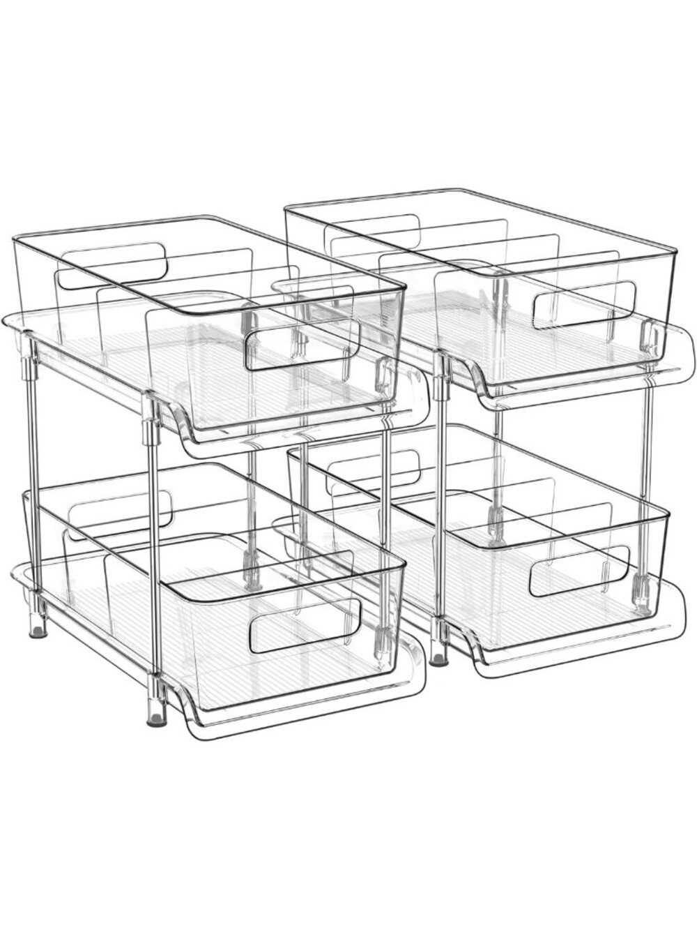Clear 2-Tier Bathroom Organizer with Dividers - Under Sink & Pull-Out Storage
